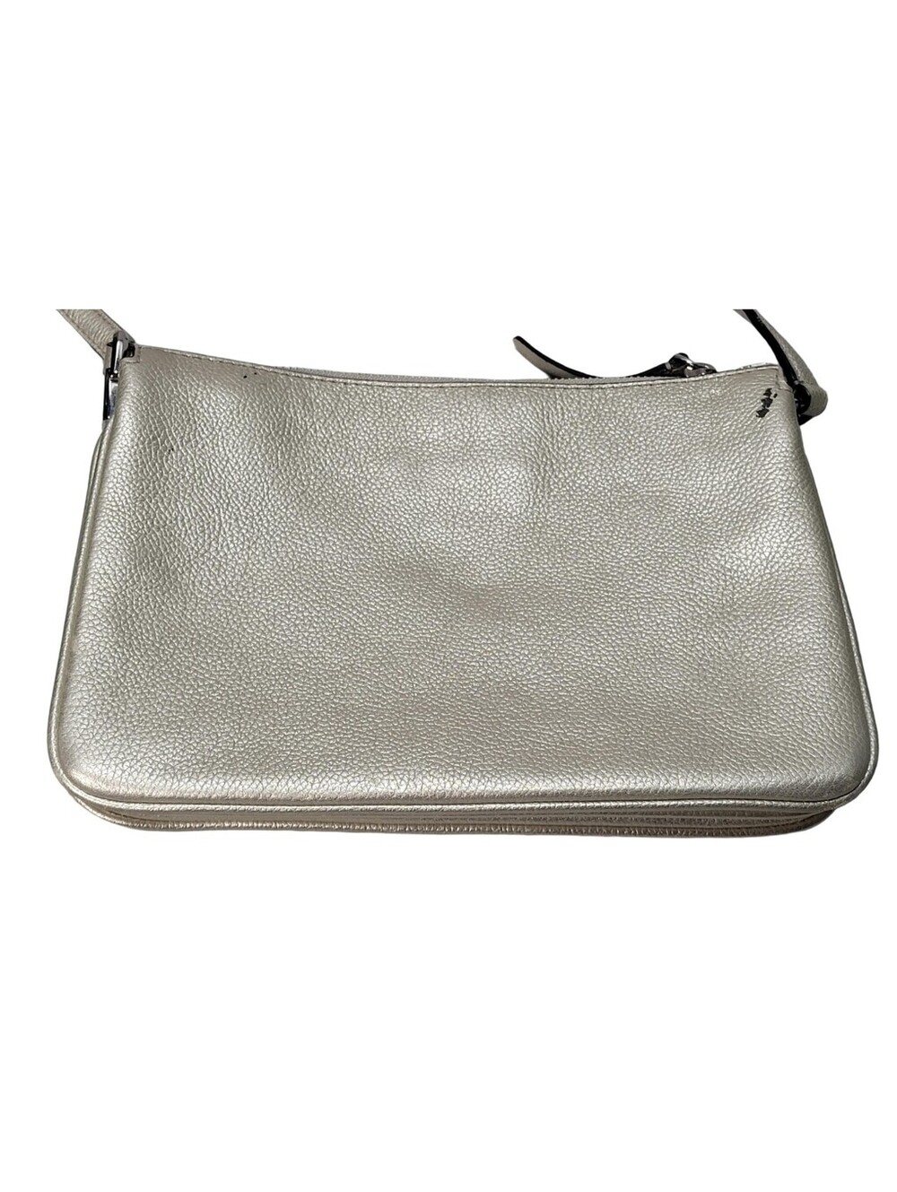 Kate Spade New York Metallic Silver Crossbody Bag Purse Zip Top Closure - Picture 3 of 16